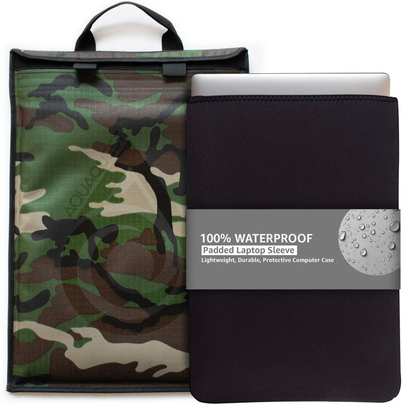 AquaQuest Storm 100% Waterproof Laptop Sleeve â€“ Lightweight Ripstop Nylon Case, Welded Seams and Removable 5 mm Neoprene Liner â€“ 17 in â€“ Camo â€“ Fits up to 16.25 Ã— 11.75 in - Image 1
